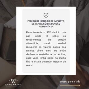 Pedido de Isenção de Imposto de Renda sobre pensão alimentícia